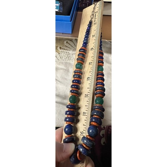 Jay King DTR Desert Rose Trading Sterling Silver Blue Lapis Orange Turq Necklace - Picture 6 of 7